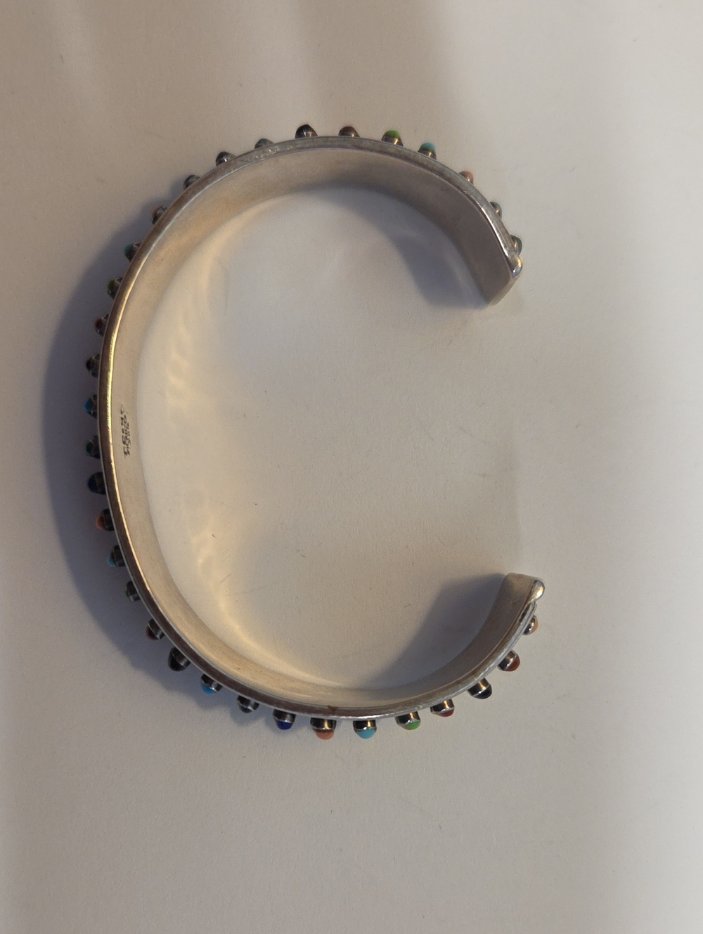 Vintage Taxco TC-92 Sterling Silver 33-Stone Raised Setting Cuff Bracelet - Picture 4 of 8